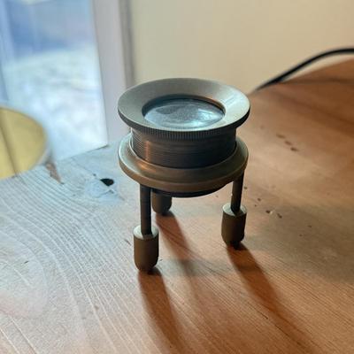 LOT 302F: Brass Vintage Office Lamps & Magnifying Glasses