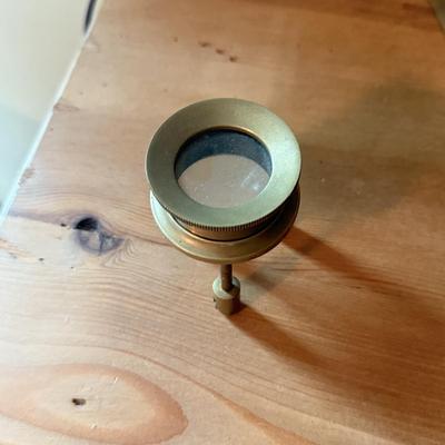 LOT 302F: Brass Vintage Office Lamps & Magnifying Glasses