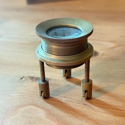 LOT 302F: Brass Vintage Office Lamps & Magnifying Glasses