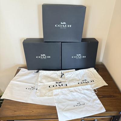 LOT 304D: Coach New York Gift Boxes & Cloth Bags