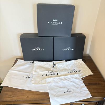 LOT 304D: Coach New York Gift Boxes & Cloth Bags