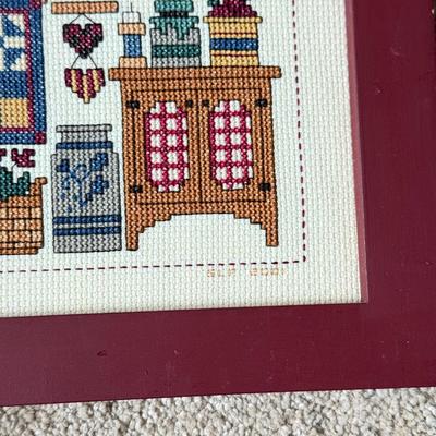 LOT 306D: Sharon Powers Basket Cross Stitch Artwork