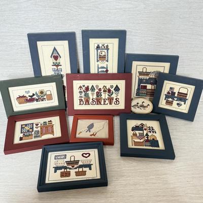 LOT 306D: Sharon Powers Basket Cross Stitch Artwork