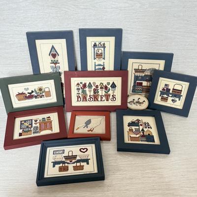 LOT 306D: Sharon Powers Basket Cross Stitch Artwork