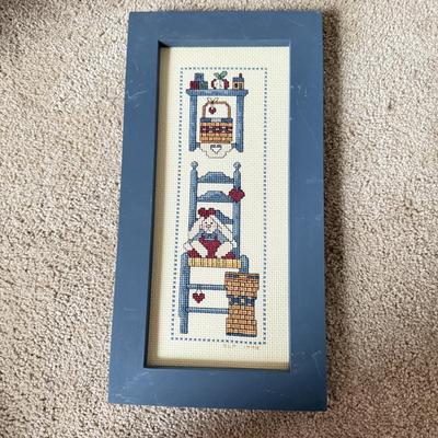 LOT 306D: Sharon Powers Basket Cross Stitch Artwork