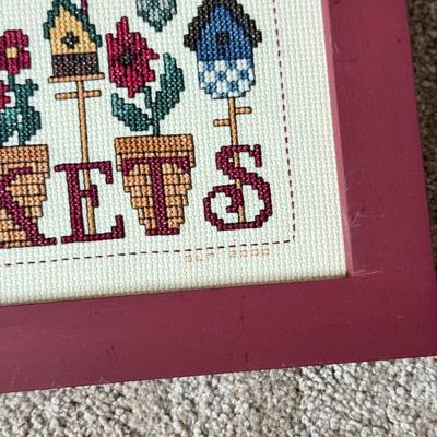 LOT 306D: Sharon Powers Basket Cross Stitch Artwork