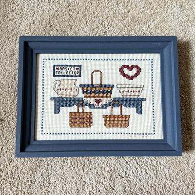 LOT 306D: Sharon Powers Basket Cross Stitch Artwork