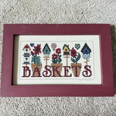 LOT 306D: Sharon Powers Basket Cross Stitch Artwork