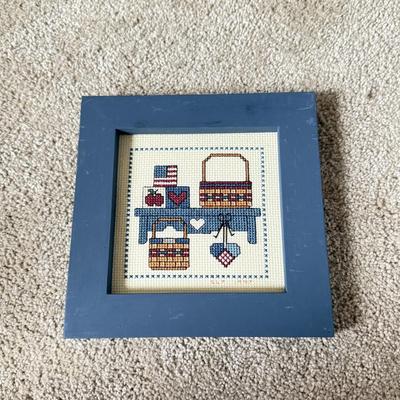 LOT 306D: Sharon Powers Basket Cross Stitch Artwork