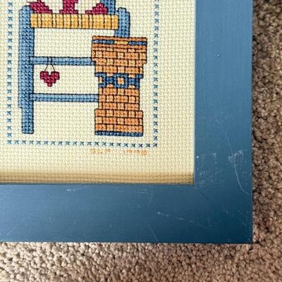 LOT 306D: Sharon Powers Basket Cross Stitch Artwork