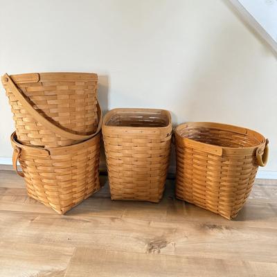 LOT 307K: Four Hand Woven Longaberger Baskets w/ Plastic Inserts