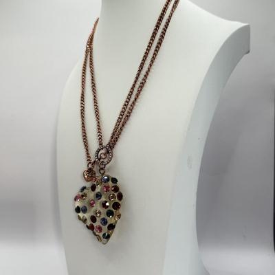 LOT 310J: 34” Rose Gold Tone Betsey Johnson Heart Pendant Necklace