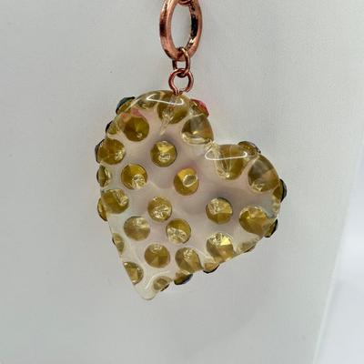 LOT 310J: 34” Rose Gold Tone Betsey Johnson Heart Pendant Necklace