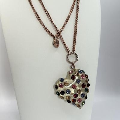 LOT 310J: 34” Rose Gold Tone Betsey Johnson Heart Pendant Necklace