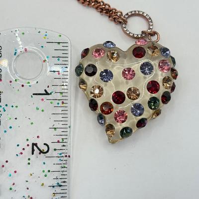 LOT 310J: 34” Rose Gold Tone Betsey Johnson Heart Pendant Necklace