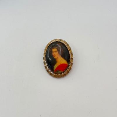 LOT 315J: Vintage 1950s West Germany Porcelain “Pin of Pretty Lady” & Two Vintage Cross Pendants