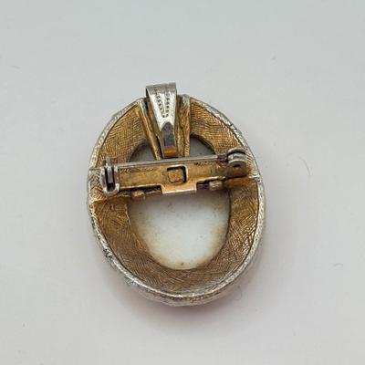 LOT 315J: Vintage 1950s West Germany Porcelain “Pin of Pretty Lady” & Two Vintage Cross Pendants