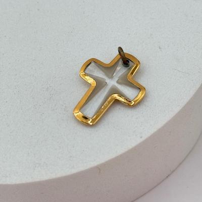 LOT 315J: Vintage 1950s West Germany Porcelain “Pin of Pretty Lady” & Two Vintage Cross Pendants