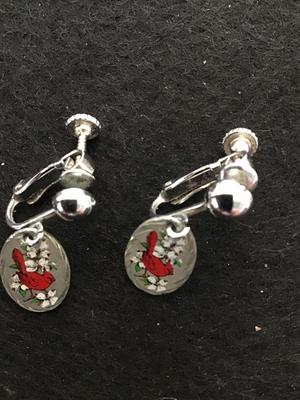 Vintage cardinal earrings