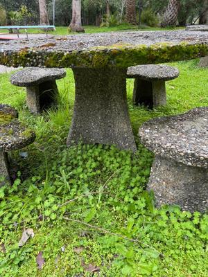 Vintage Concrete Outdoor Table and 4 Stools