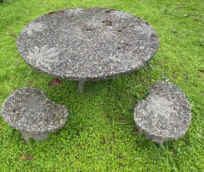 Vintage Concrete Outdoor Table and 4 Stools