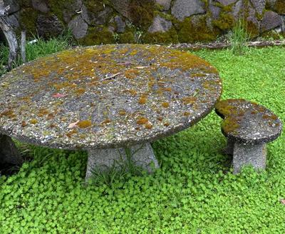 Vintage Concrete Outdoor Table and 4 Stools