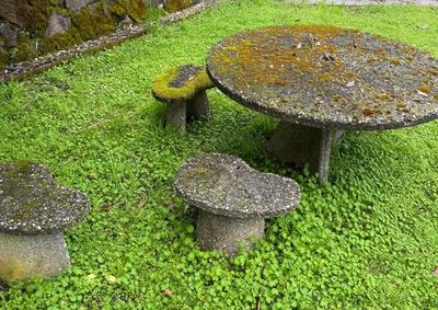 Vintage Concrete Outdoor Table and 4 Stools