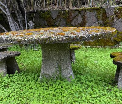 Vintage Concrete Outdoor Table and 4 Stools