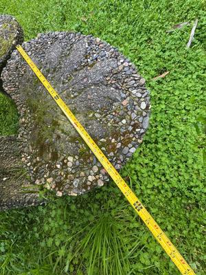 Vintage Concrete Outdoor Table and 5 Stools - Table is broken
