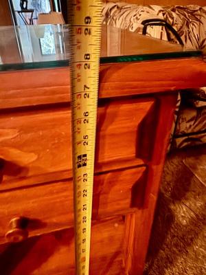 Vintage Wooden Side Table on Wheels