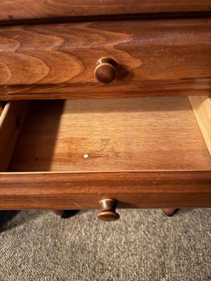 Vintage Wooden Side Table on Wheels