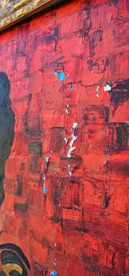 Portrait of a woman with Butterfly, Original Painting by Jacqi 1970s