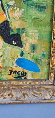 Portrait of a woman with Butterfly, Original Painting by Jacqi 1970s