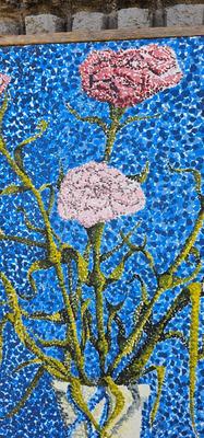 Original Lovely Still Life Painting in Pointillist Style, Vintage