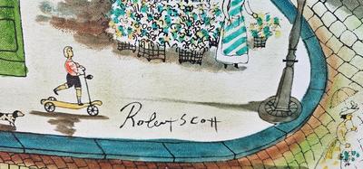 Signed Painting by Robert Scott, European City Streets