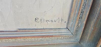 Original Vintage Pennywise Clown Painting in Ornate Frame Signed E.