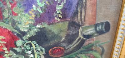 Vintage Original Fruit still Life in Basket Painting Signed in Nice Frame