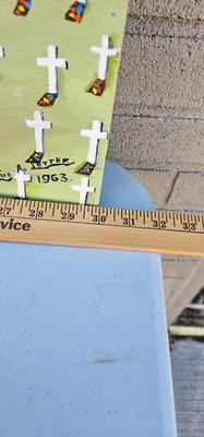 Naive Painting 1964 cemetery crosses angels Grim Reaper Heaven and Hell! 1963