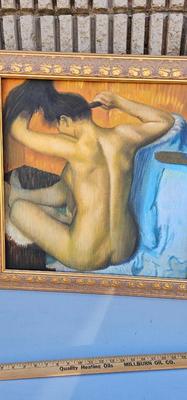Large Nude Painting, Original painting, after Edgar Degas "Woman at her Bath" Framed