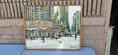 MCM Realism Painting, Framed Signed Tadrick (Leon) NYC
