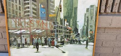 MCM Realism Painting, Framed Signed Tadrick (Leon) NYC