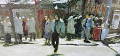 MCM Realism Painting, Framed Signed Tadrick (Leon) NYC