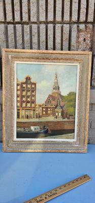 Original painting Dutch Canal View Oil on Canvas