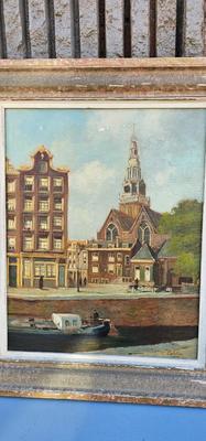 Original painting Dutch Canal View Oil on Canvas