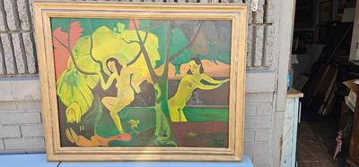 Original Large Painting, After "Bathers at Tahiti" by Gauguin Joseph LaMarga