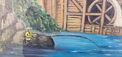 People working at a Mill in the Country Painting 1954