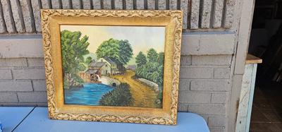 People working at a Mill in the Country Painting 1954