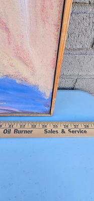 Painting of Village, Road, Hills done abstractly in Pastel Colors