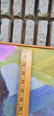 Painting of Village, Road, Hills done abstractly in Pastel Colors