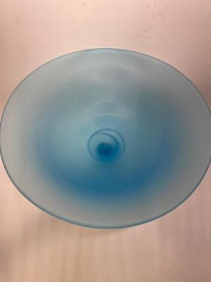 Tiffin Glass Sky Blue Satin Compote